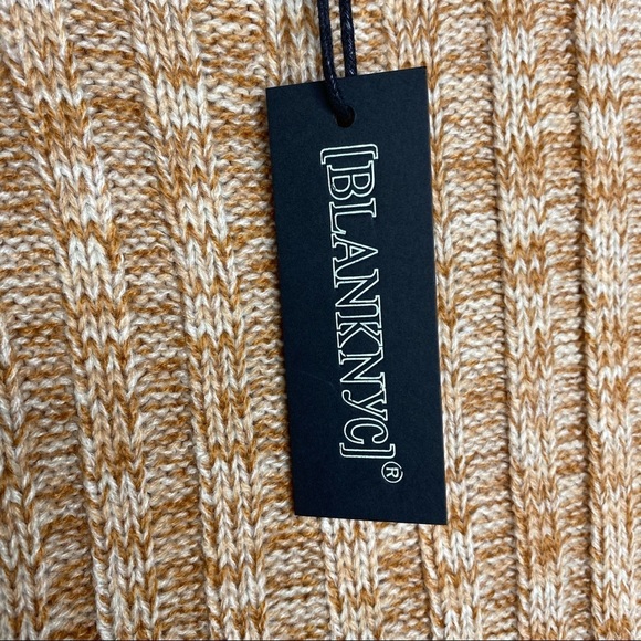 Blank NYC Heather Ribbed Crew Neck Sweater Toffee Brown Cream Size M - Picture 7 of 9